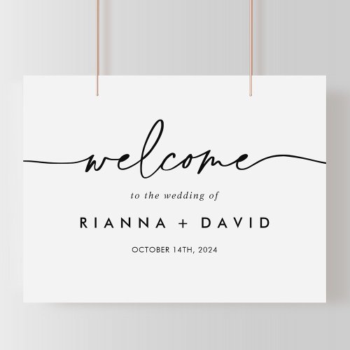 Black White Classic Wedding Welcome Sign