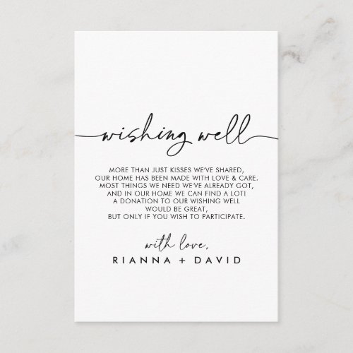 Black White Classic Wedding Wishing Well Enclosure Card