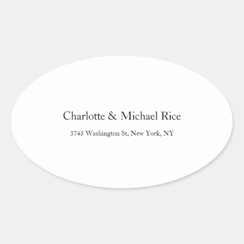 Black White Classical Bold Text Elegant Family Oval Sticker