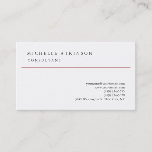 Black White Classical Elegant Plain Professional Business Card