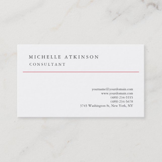 Black White Classical Elegant Plain Professional Business Card (Front)