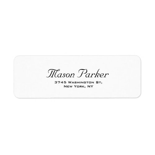 Black  White Classical Handwriting Plain Elegant Label