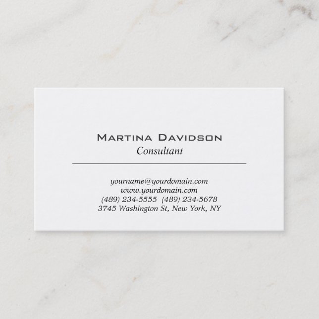 Black White Classical Plain Creative Business Card (Front)