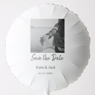 BLACK WHITE CLASSICsave the date add QR name date  Balloon