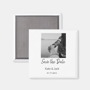 BLACK WHITE CLASSICsave the date add QR name date  Magnet
