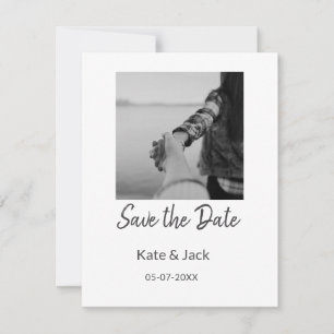 BLACK WHITE CLASSICsave the date add QR name date Note Card