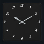 Black White Classy Elegant Custom Color Gift Square Wall Clock<br><div class="desc">Printed in classy black and white custom color background! You may customize as you wish!</div>