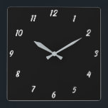 Black White Classy Elegant Custom Color Gift Square Wall Clock<br><div class="desc">Printed in classy black and white custom color background! You may customize as you wish!</div>