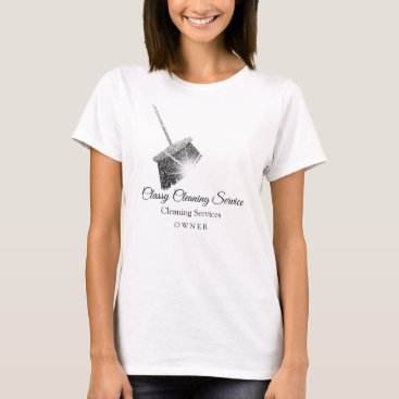 Black White Cleaning Service Maid Hause Keeping T-Shirt