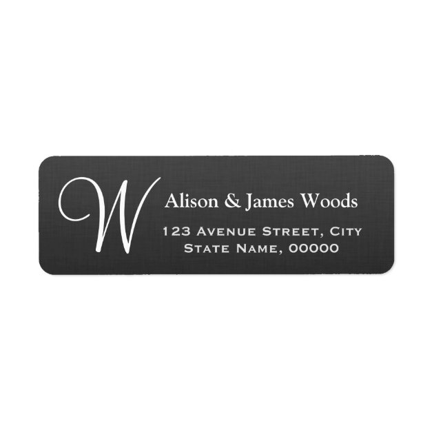 Black White Clear Font Size For Monogram Wedding Label