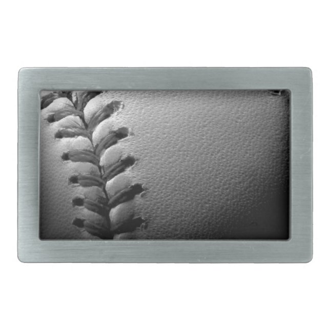 Black & White Close-up Baseball Belt Buckle (Front)