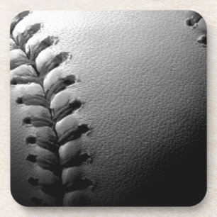 Black & White Close-up Baseball Drink Coaster