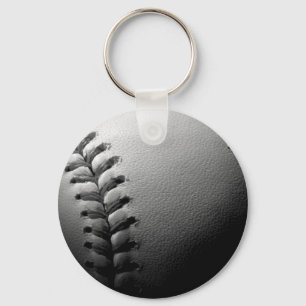 Black & White Close-up Baseball Keychain