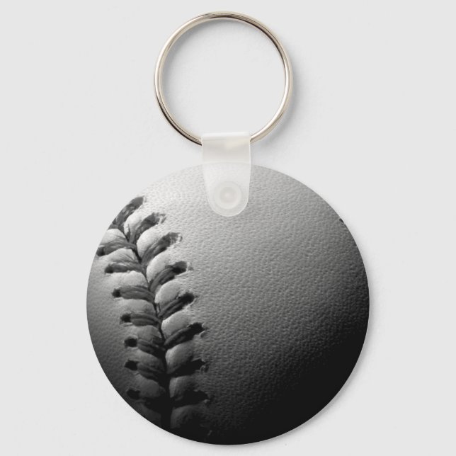 Black & White Close-up Baseball Keychain (Front)
