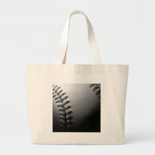 Black & White Close-up Baseball Large Tote Bag