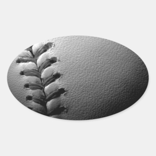 Black  White Close_up Baseball Oval Sticker