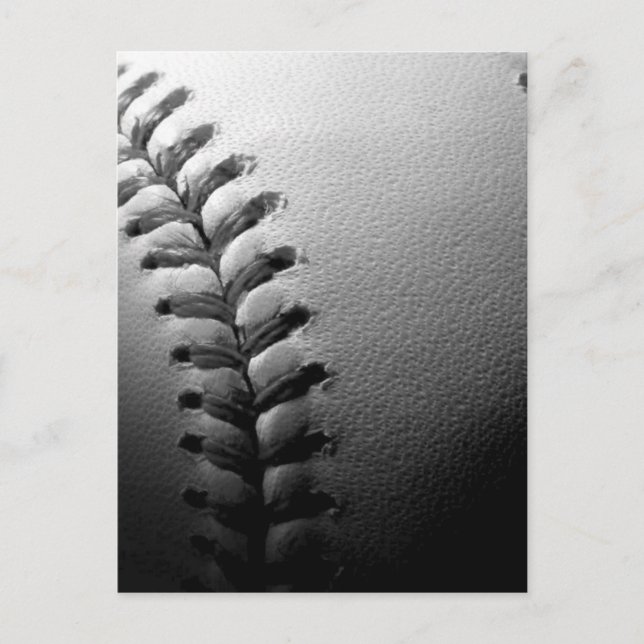 Black & White Close-up Baseball Postcard (Front)