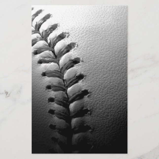 Black & White Close-up Baseball Stationery (Front)
