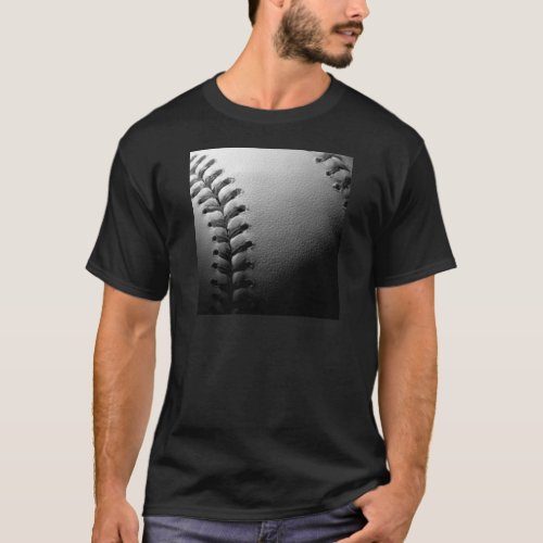 Black  White Close_up Baseball T_Shirt