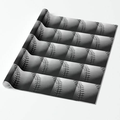 Black  White Close_up Baseball Wrapping Paper