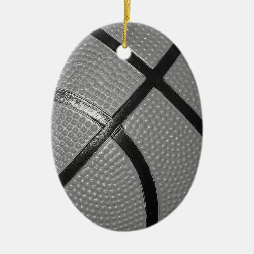Black  White Close_Up Basketball Ceramic Ornament