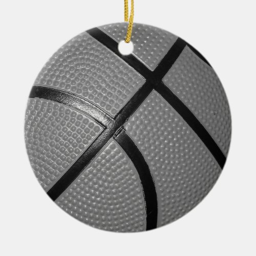 Black  White Close_Up Basketball Ceramic Ornament