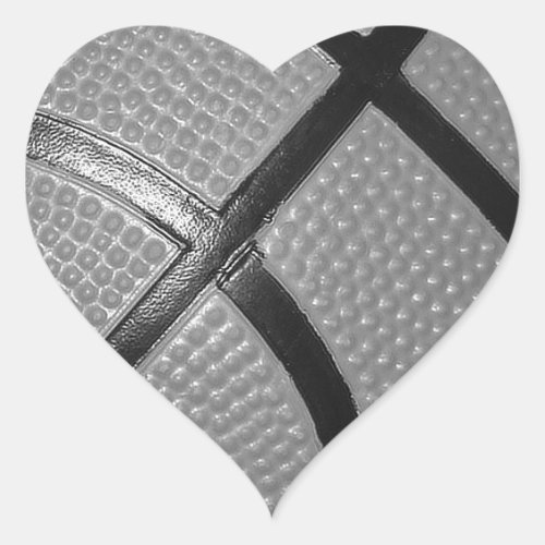Black  White Close_Up Basketball Heart Sticker