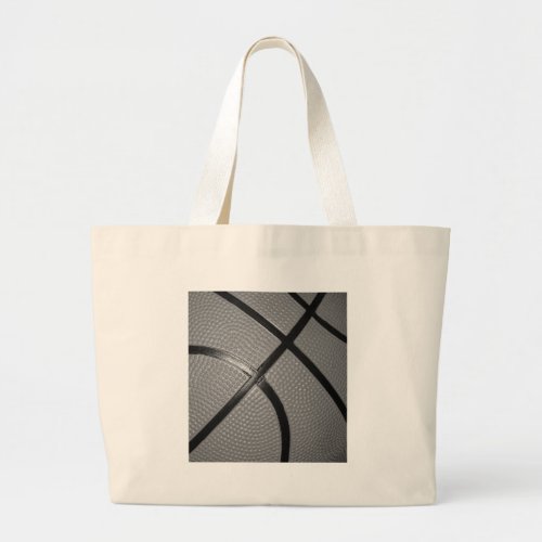 Black  White Close_Up Basketball Large Tote Bag