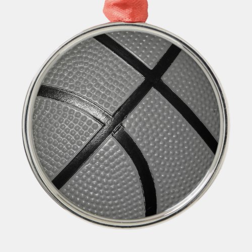 Black  White Close_Up Basketball Metal Ornament