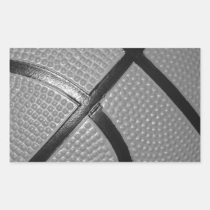 Black & White Close-Up Basketball Rectangular Sticker