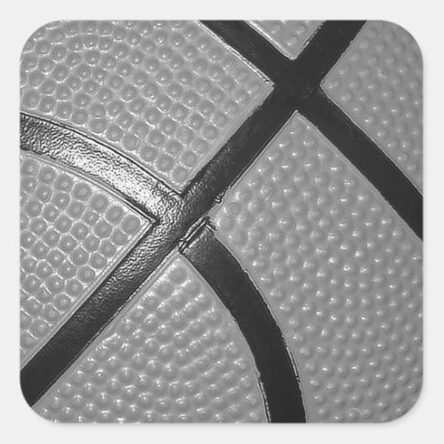 Black  White Close_Up Basketball Square Sticker