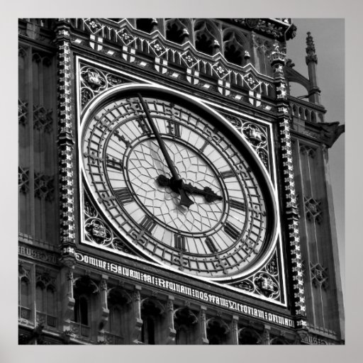 Black White Close up Big Ben Clock Tower London Poster | Zazzle