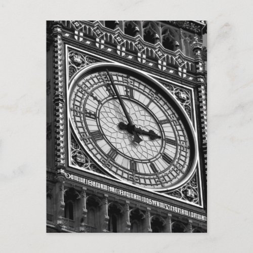 Black White Close up Big Ben Clock Tower Postcard