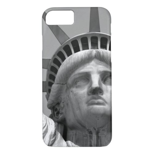Black  White Close_up Statue of Liberty iPhone 87 Case