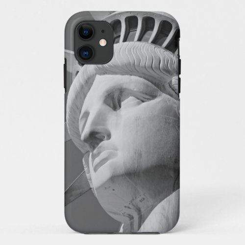 Black  White Close_up Statue of Liberty iPhone 11 Case