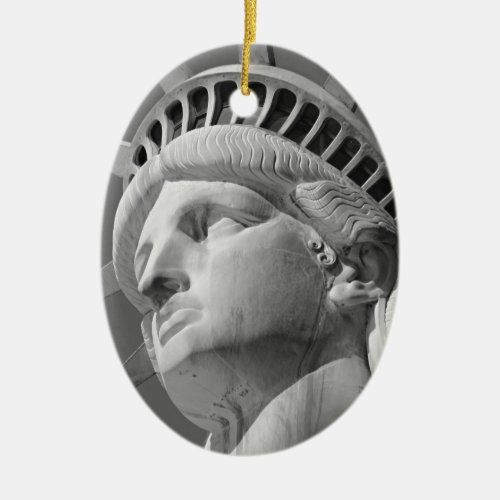 Black  White Close_up Statue of Liberty Ceramic Ornament