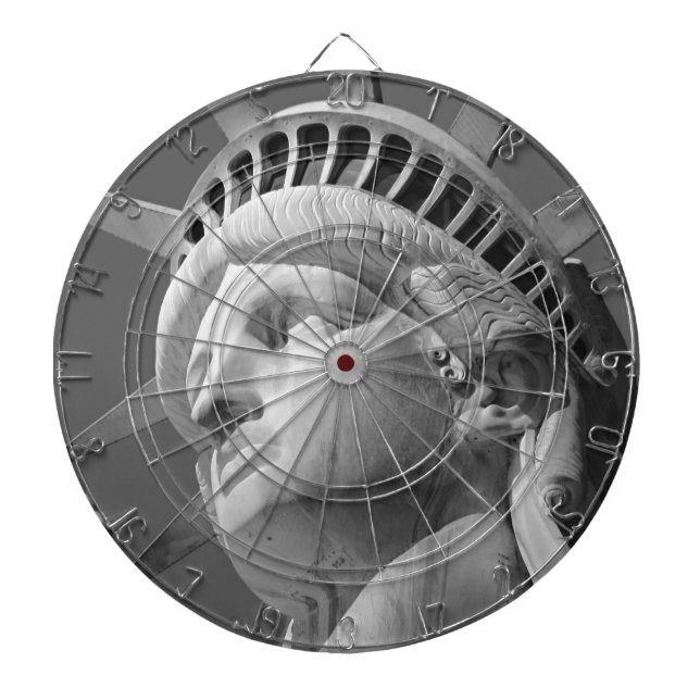 Black & White Close-up Statue of Liberty Dart Board (Front)