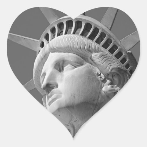 Black  White Close_up Statue of Liberty Heart Sticker