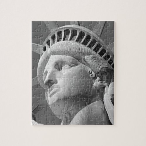 Black  White Close_up Statue of Liberty Jigsaw Puzzle