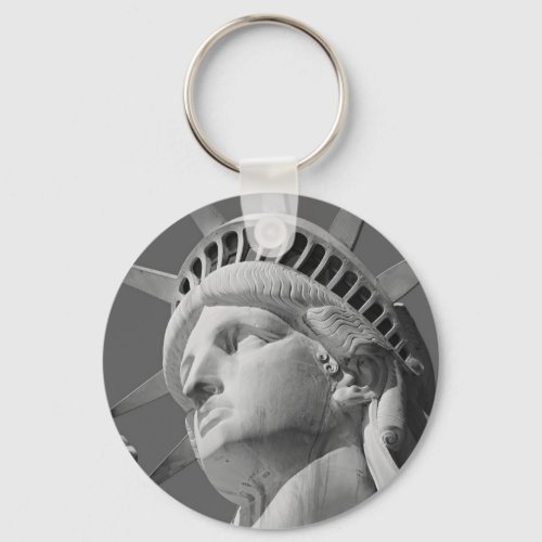 Black  White Close_up Statue of Liberty Keychain