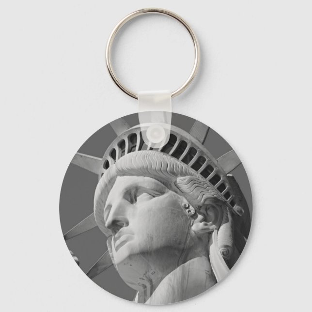 Black & White Close-up Statue of Liberty Keychain (Front)