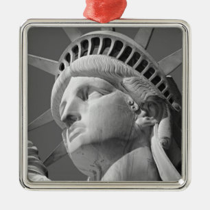 Black & White Close-up Statue of Liberty Metal Ornament