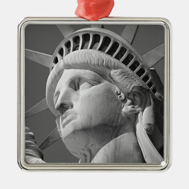 Black & White Close-up Statue of Liberty Metal Ornament (Front)