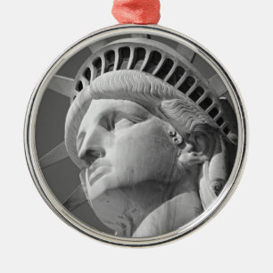 Black & White Close-up Statue of Liberty Metal Ornament