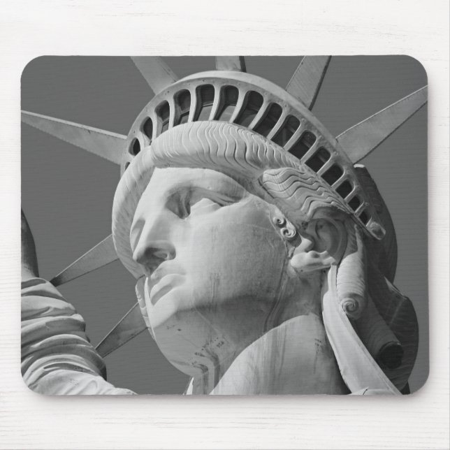 Black & White Close-up Statue of Liberty Mouse Pad (Front)