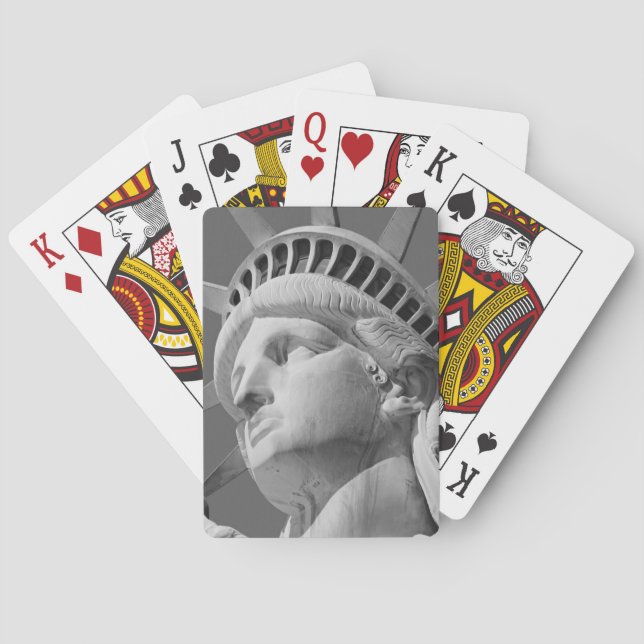 Black & White Close-up Statue of Liberty Poker Cards (Back)