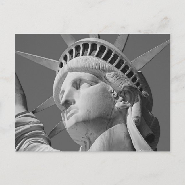 Black & White Close-up Statue of Liberty Postcard (Front)