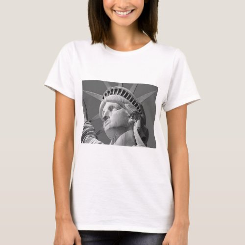 Black  White Close_up Statue of Liberty T_Shirt