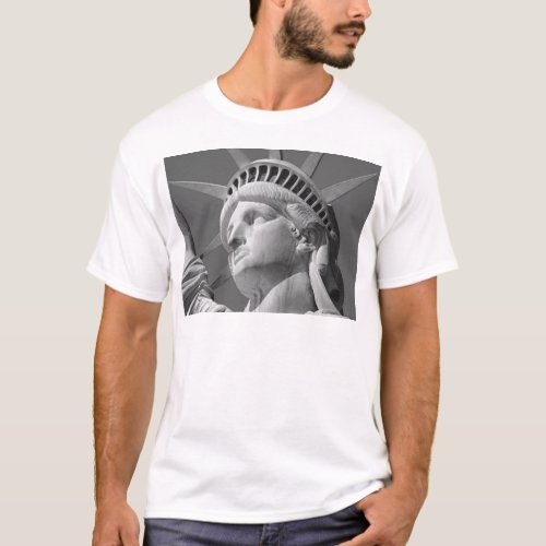 Black  White Close_up Statue of Liberty T_Shirt