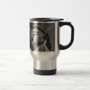 Black & White Close-up Statue of Liberty Travel Mug